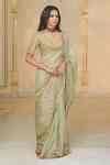 Buy Green Tissue, Net Embroidery, Sequins, Zari, Tassels V-neck Hand ...