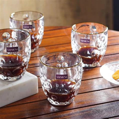 The Artment Gold Rimmed Bubble Swirl 350 ML Whiskey Glass Set | Transp ...