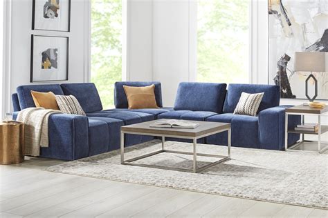 Laney Blue Chenille Fabric 5 Pc Sectional | Rooms to Go