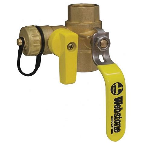 Webstone 1/2" IPS x Hose Cap Brass Ball Valve with Drain 3-Way 40612 | Zoro