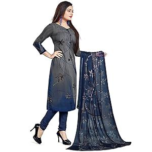Buy Rajnandini Women's Grey And Blue Crepe Floral Printed Unstitched ...