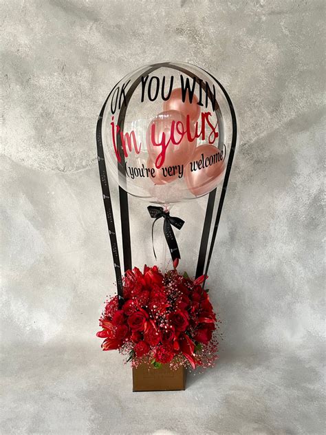 Paint The Town Red with customisable balloon in rosegold box – Flower ...