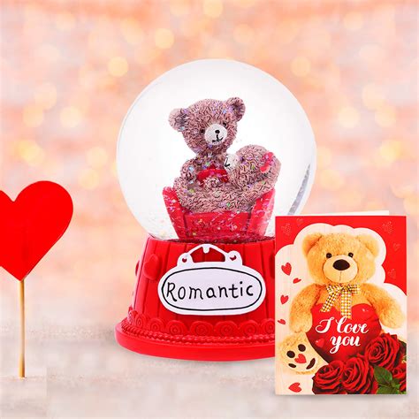 Buy Archies Teddy Bear Love Couple Showpiece with Crystal Snow Globe ...