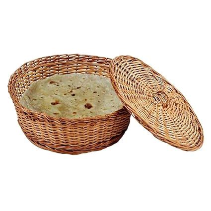 Buy Avika All India Handicrafts Bamboo Cane Chapati Round Shape Basket ...