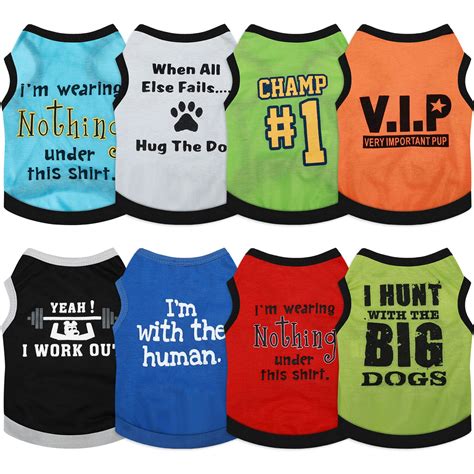 Amazon.com : 8 Pieces Dog Shirts Boy Funny Printed Puppy Shirts Summer ...