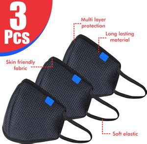 VeBNoR 3 Units Washable Reusable Pollution Mask Cycle Bike Face Mask ...