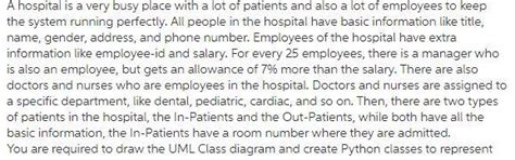 kindly make UML class diagram forgiven scenerio - Brainly.in