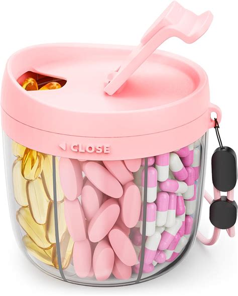 Cute Pill Dispenser with 7 Large Compartments, Portable Pill Bottle ...