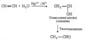 When acetylene is passed through d H2 SO4 in presence of HgSO4, the ...