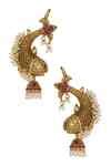 Buy Gold Plated Stone Carved Jhumka Ear Cuffs by Mortantra Online at ...