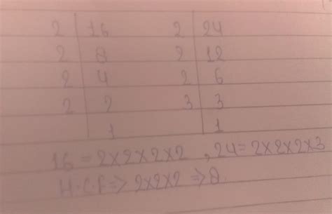 Find out HCF of the numbers of 16 and 24. - Brainly.in