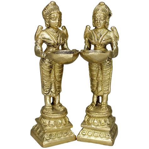 Buy Om ssvmb9 Brass Metal Deep Laxmi Pair Meenakshi Devi Figurine Pair ...