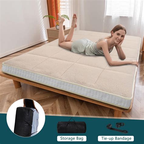 Ficisog Japanese 4" Thick Floor Mattress for Adults, Sherpa Fleece ...