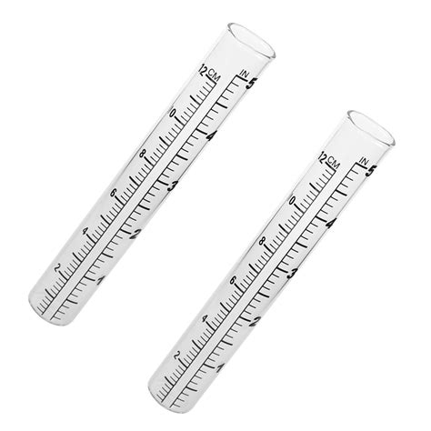 TOPBATHY 2Pcs 12cm Glass Flat-Bottomed Rain Gauge Meter Test Tube with ...