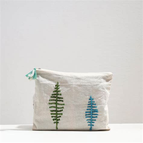 Handcrafted Cotton Recycled Leaf Design Tablet Pouch