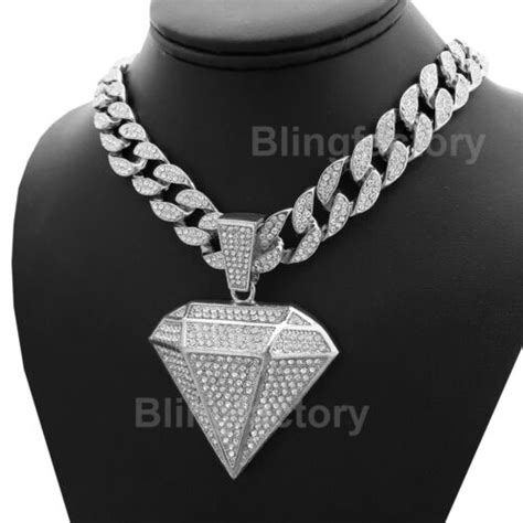 Silver Plated Alloy Iced Diamond Shape & | Ubuy India