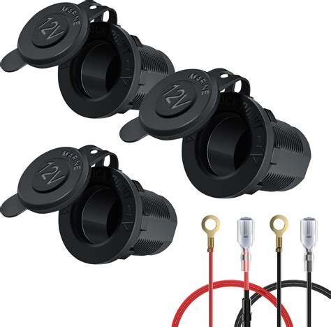 3-Pack 12V Car Cigarette Lighter Socket, Car Boat Motorcycle ATV RV ...