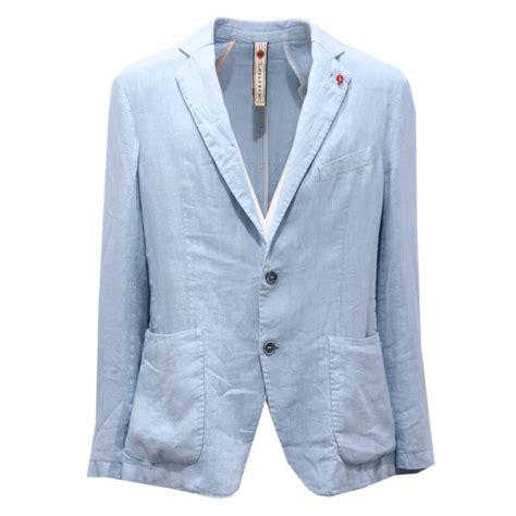 7245AH giacca uomo BERNESE MILANO light blue linen jacket man