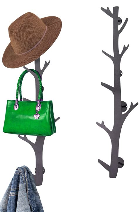 Tree Branch Coat Rack Wall Mount Hat Rack for Caps,Coats, Purse Wall ...