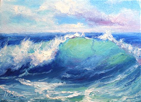 Ocean Oil Painting Seascape Original Art Waves Wall Art Small Oil Artwork Wave 5x7 Inch by N ...