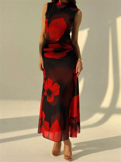 Sexy Bodycon Sleeveless Big Floral Sheer dress | Savana | Bestsellers