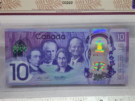 2017 BCS graded, Canadian 10 dollar bill - Willkins/Poloz - CDC 3015885 ...