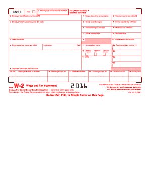 2016 Form W-2 - American Postal Workers Union - Apwu - Fill and Sign ...
