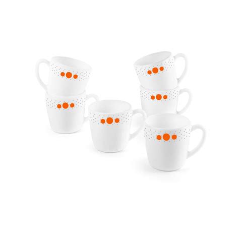 Cello Polka Drops Opalware Ricca Mug Set, 6-Pieces, White, 180ml ...
