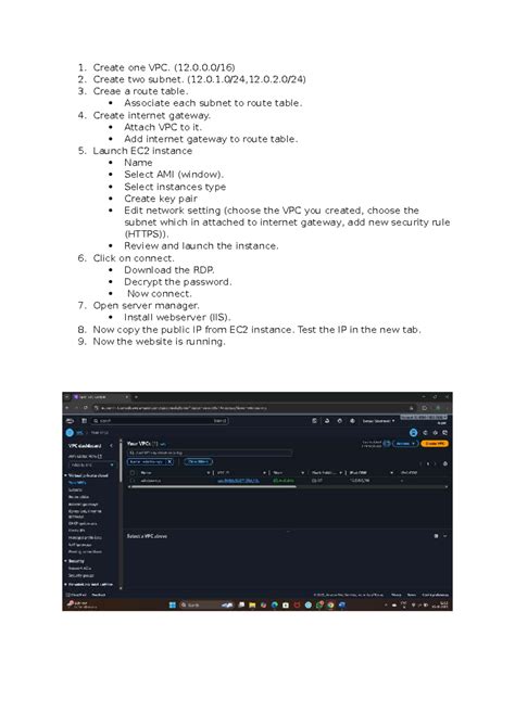 Window - Minor Project: VPC, Subnets, and EC2 Setup Guide - Studocu