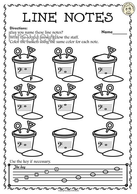 Bass Clef Note Naming Worksheets for Summer {with answers}