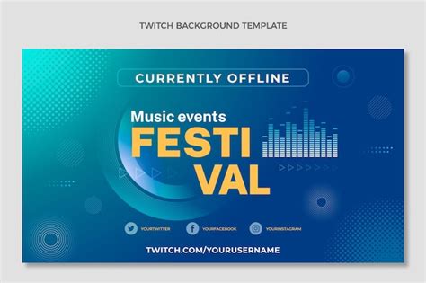 Gradient halftone music festival twitch background | Free Vector