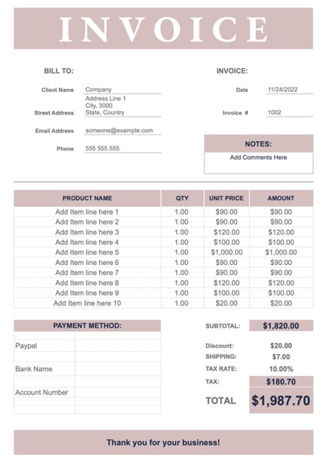 Image result for Invoice Field Example