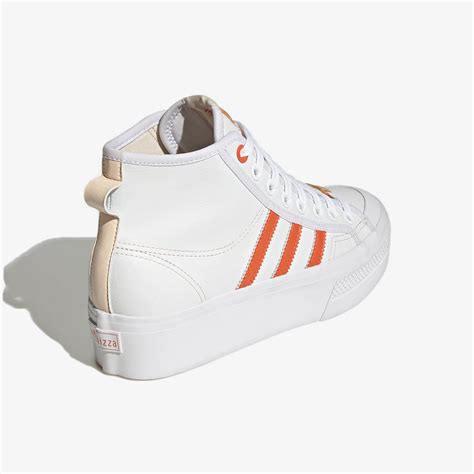 Buy White & Bliss Orange Adidas Originals Nizza Platform Mid Vegan ...