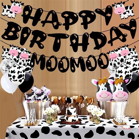 Buy Cow Birthday Party Decorations Cow Theme Happy Birthday Banner ...