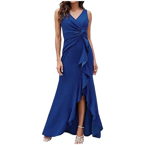 Kureaily Elegant Women's Evening Gown V Neck Sleeveless Two Piece Slim ...