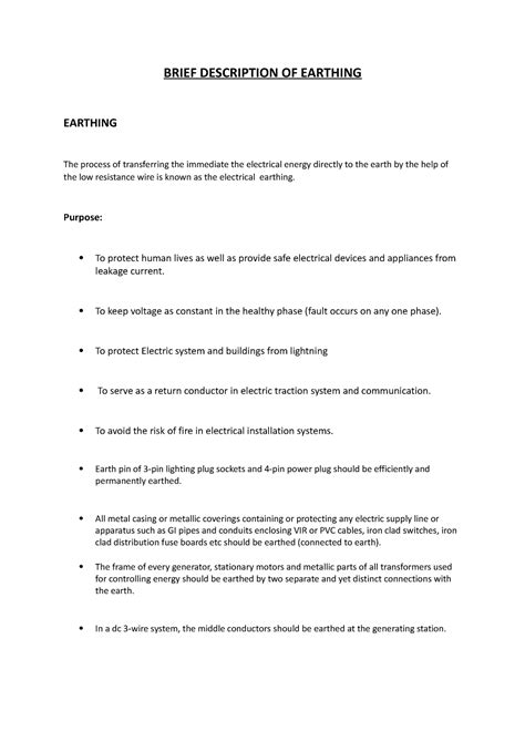 Brief Description OF Earthing System AND Substations - BRIEF ...