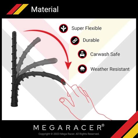 Buy Mega Racer Black Spiral Bending Antenna for Trucks, Cars, SUVs - 7 ...