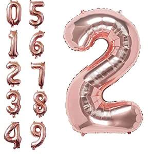 Party Propz 2 Number Foil Balloon - Set of 1 Pc (16 Inch) Rose Gold ...