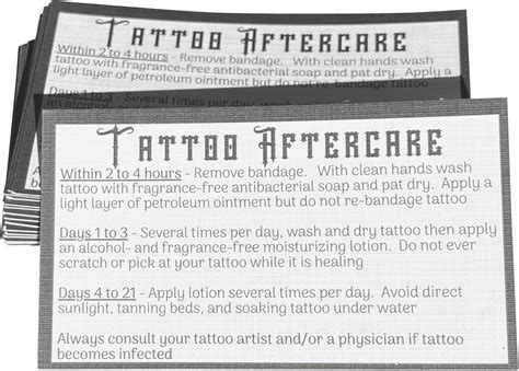 Amazon.com: Tattoo Accessories - 100 Tattoo Aftercare Instructions Cards (3.5” X 2”) - Premium ...
