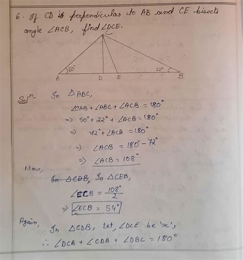 if CD is a perpendicular to A B and C E bisector angle ACB find DCE ...