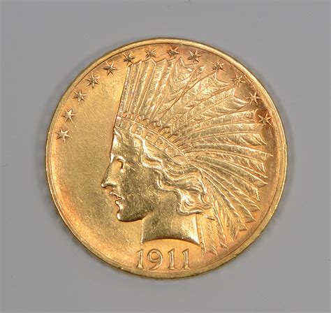 Lot 860: 1911 US $10 Indian Head Gold Coin | Case Auctions