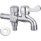 HASTHIP® 2 in 1 Brass Dual Tap for Washing Machine, Two Way Tap for ...