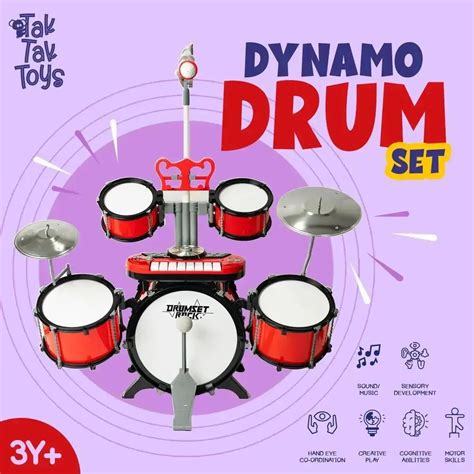 Tak Tak Toys Dynamo Drumset – Age 3+ - Naivri