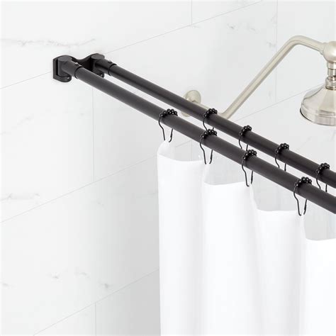 60" Straight Double Solid Brass Shower Curtain Rod - Matte Black ...