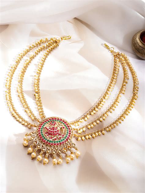 Gold Pearl Layered Bridal Hair Jewellery – Rubans