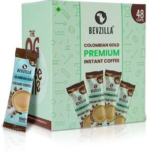 Bevzilla Instant Coffee Powder Box - 48 Sachet Colombian Gold Flavour ...