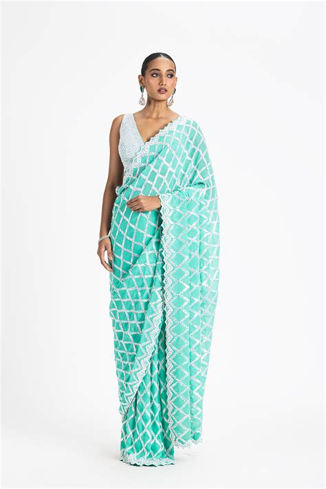 SEA GREEN GEORGETTE SAREE BLOUSE – Nitika Gujral