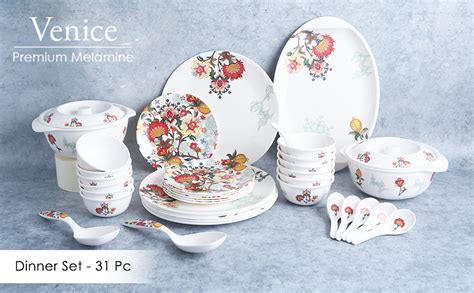 Venice Red Dinner Set of 31 Pcs | 100% Food Grade Melamine | Elegant ...