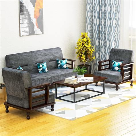 Solid Wood Sofa Set 5 Seater Living Room | Wooden Sofa Set Furniture ...