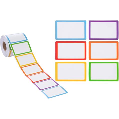 600 Stickers, Colorful Plain Name Tag Labels for Classroom, School ...